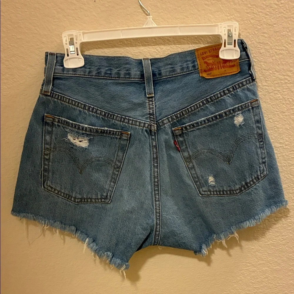 Levi's Distressed Blue Denim Shorts